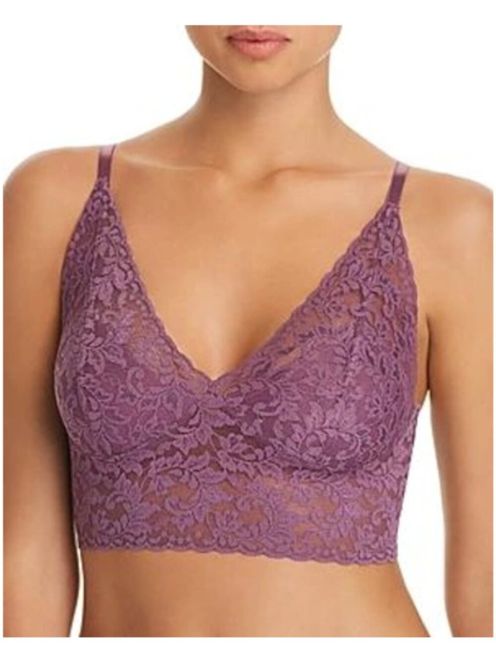 Hanky Panky Retro Longline Lace Bralette in Purple Sz S